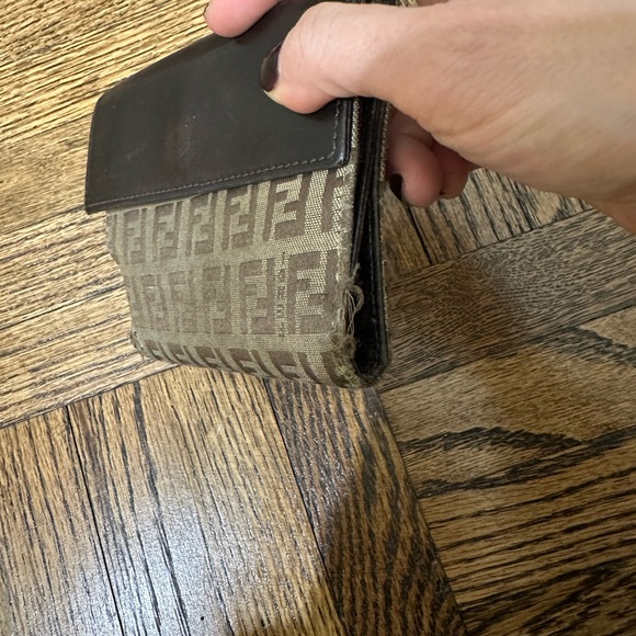 Authentic FENDI Zuccha Brown/Black Canvas Leather Small Wallet - Picture 5 of 6